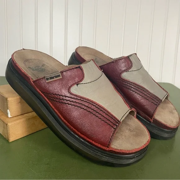 VTG England Dr Martens Two Tone Slip On Sandals/Slides/Clogs #5A16 - Picture 10 of 10